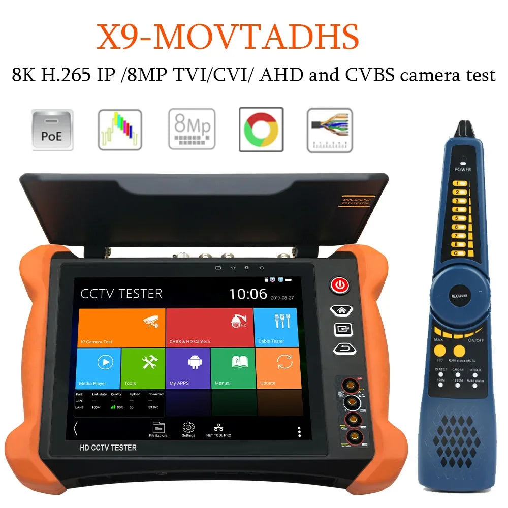 8K H.265 8 Inch HD CCTV Tester Monitor IP /8MP TVI/CVI/ AHD and CVBS