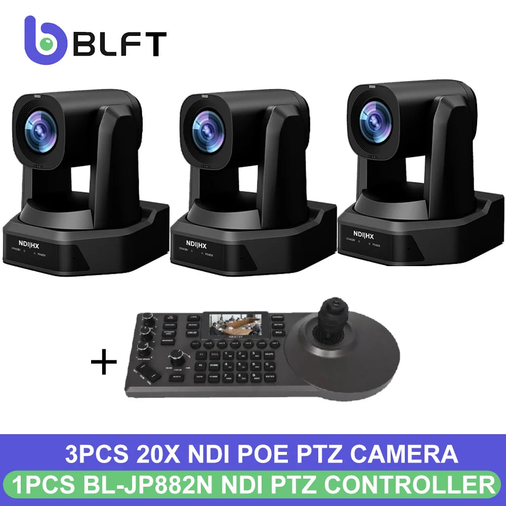 3pcs NDI Streaming PTZ Camera 20 30x Optical Zoom 3G-SDI+HDMI+IP Video