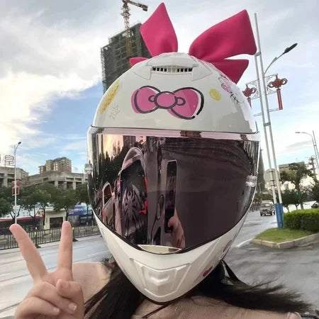 Sanrio Hello Kitty Motorcycle Helmet Full Face Racing Helmets Offroad