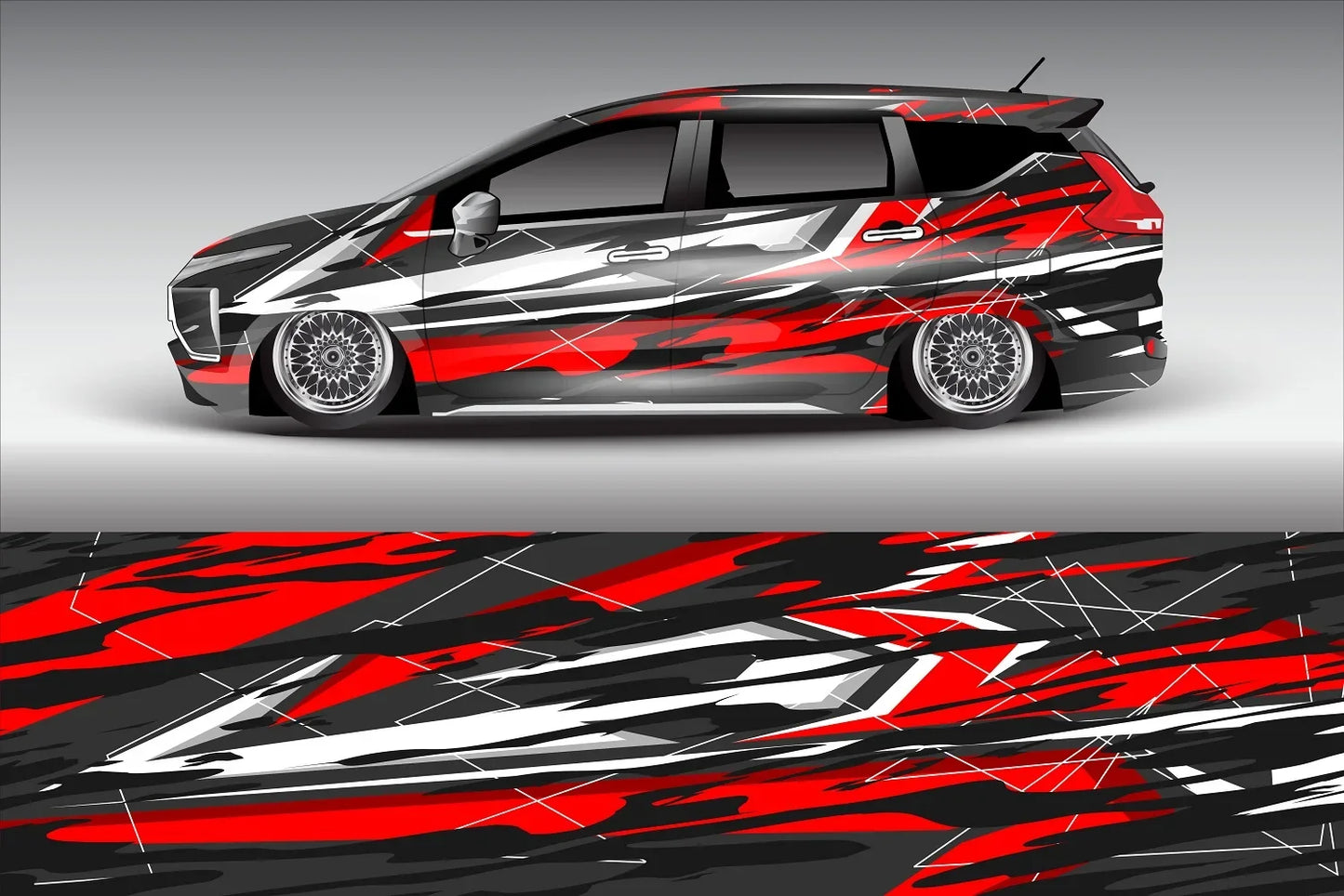 Abstract Graphics Racing Car Graphic Decal Full Body Racing Vinyl Wrap