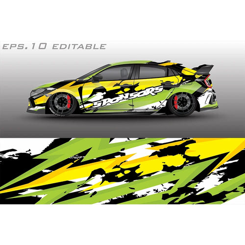 Abstract Racing Car Graphic Decal Full Body Racing Vinyl Wrap Car Full