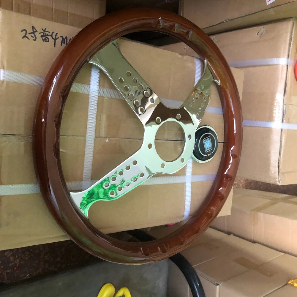 14Inch Classic Real Wood MOMO Steering Wheel Car Rally Racing JDM MOMO