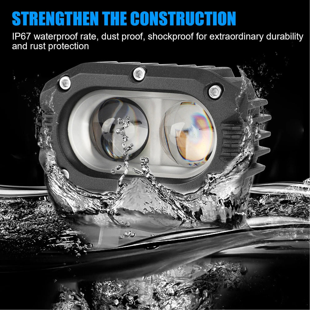 3.8 Inch Lens Car Led Work Light 2led Square Headlight Spotlight