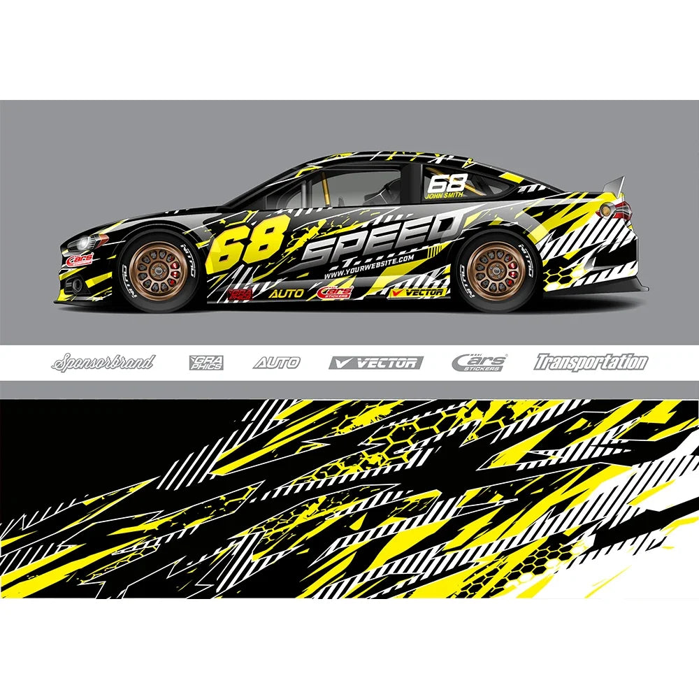 Abstract Yellow Gradient Full Body Racing RV Graphic Decals Vinyl Wrap