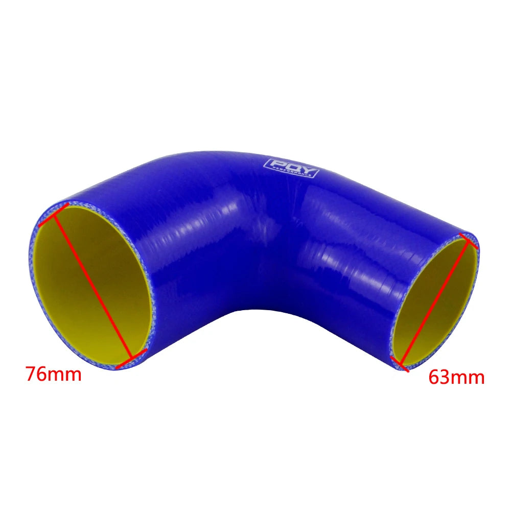 LIZHI RACING  2.5"-3" 63mm-76mm 90 Degree Elbow Reducer Silicone Hose