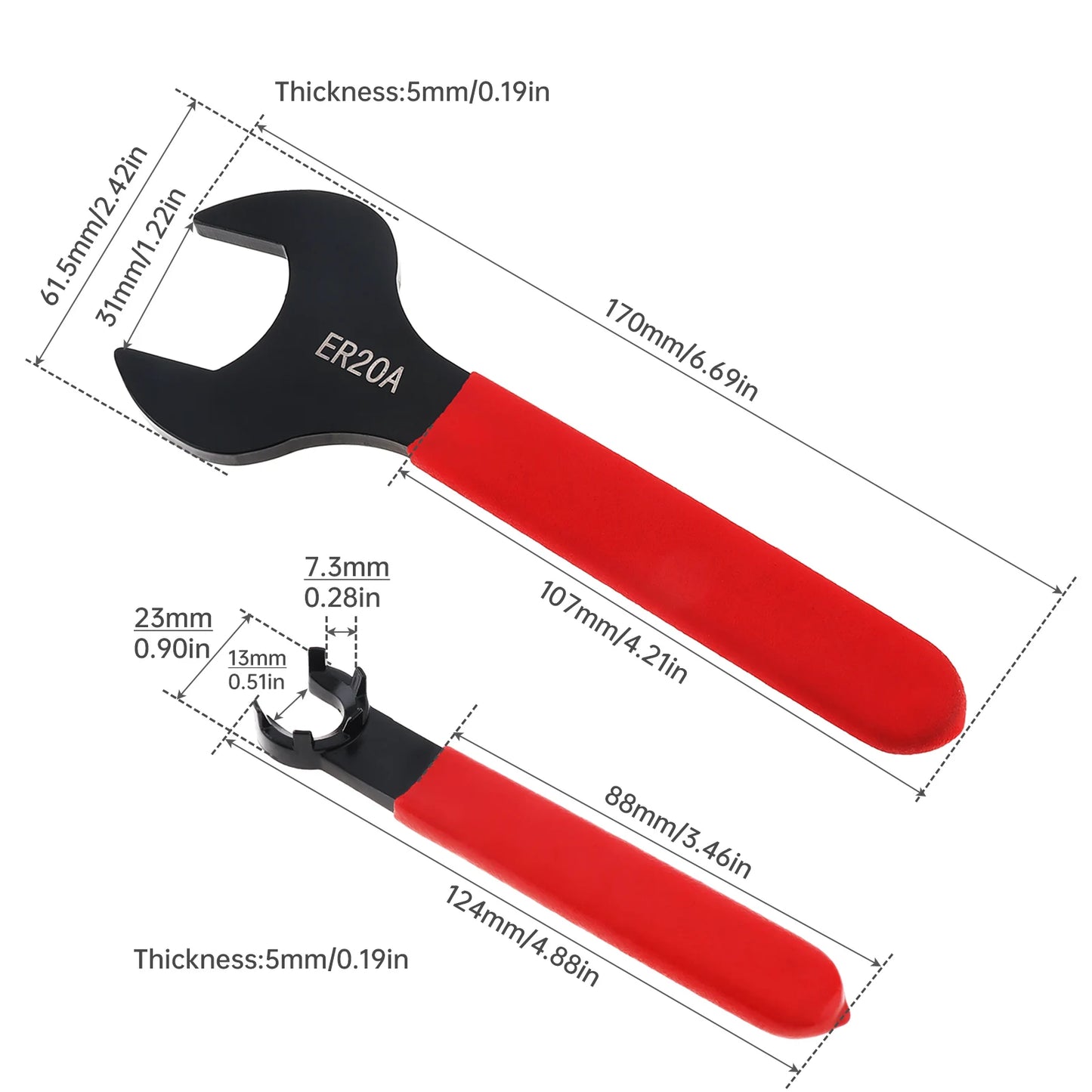 6pcs Carbon Steel Coil Over Spanner Wrench Set for Most Coil Overs