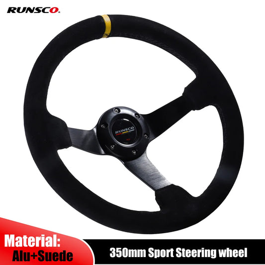 350mm/14Inch Sport Steering Wheel Suede Leather Drift Racing Game