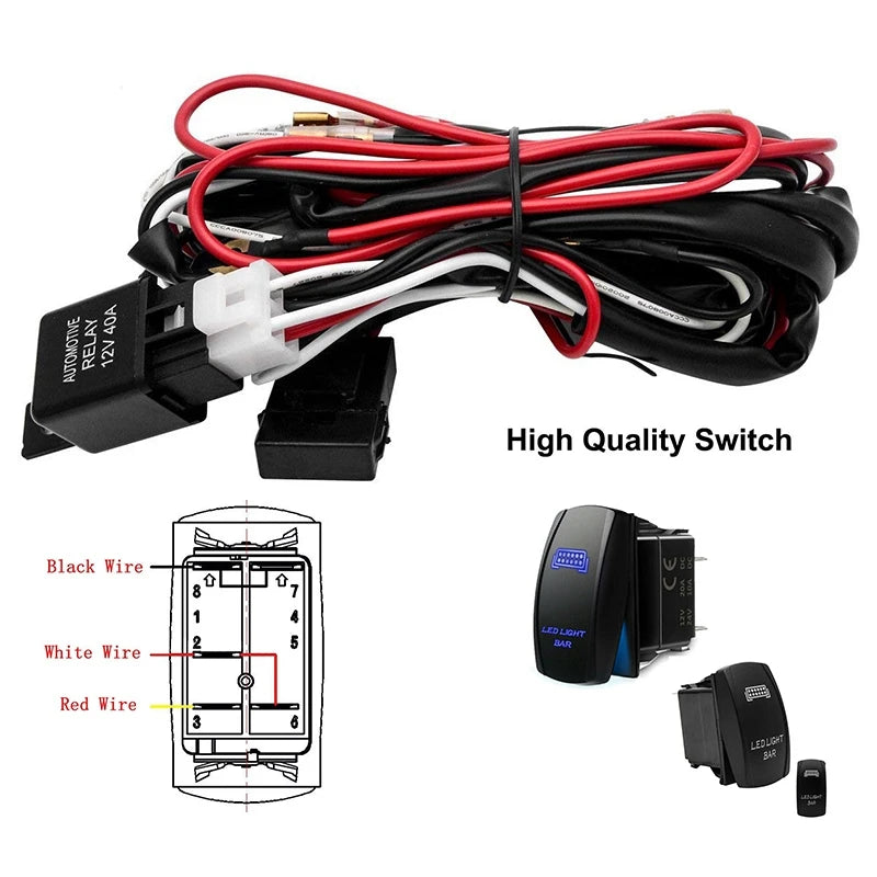 12V/40A Car Fog Light Wiring Harness ON/OFF Switch LED Work Light