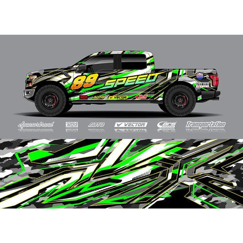 Red Green Gradient Full Body Racing RV Graphic Decals Vinyl Wrap Camo