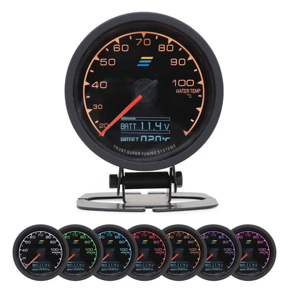 2.5 Inch 7 Color Turbo Boost Gauge Car Multi LCD Digital Display