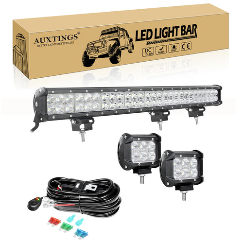 3D 20- 44in 126W-288W Off Road LED Light Bar with 2x18W Flood Work