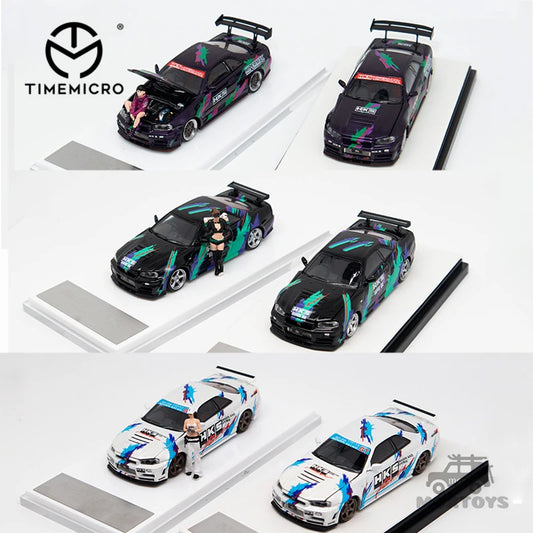 TimeMicro1:64 Nissan Gtr34 Open cover HKS White / Black / Purple