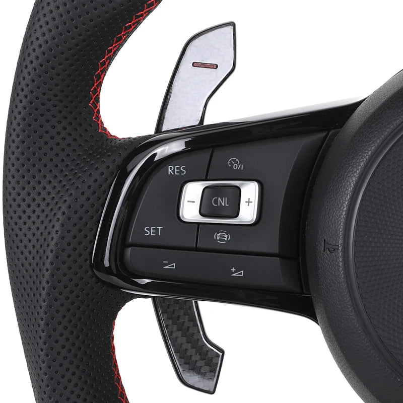 With Carbon Paddle Half Leather Carbon Fiber Steering Wheel for