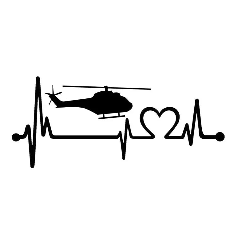 15.3CM*6.6CM Helicopter Heartbeat Lifeline Chopper Pilot Vinyl