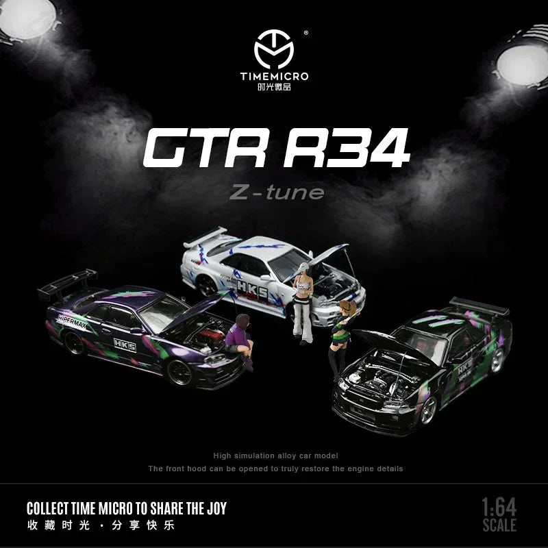 TimeMicro1:64 Gtr34 Open cover HKS White / Black / Purple limited999