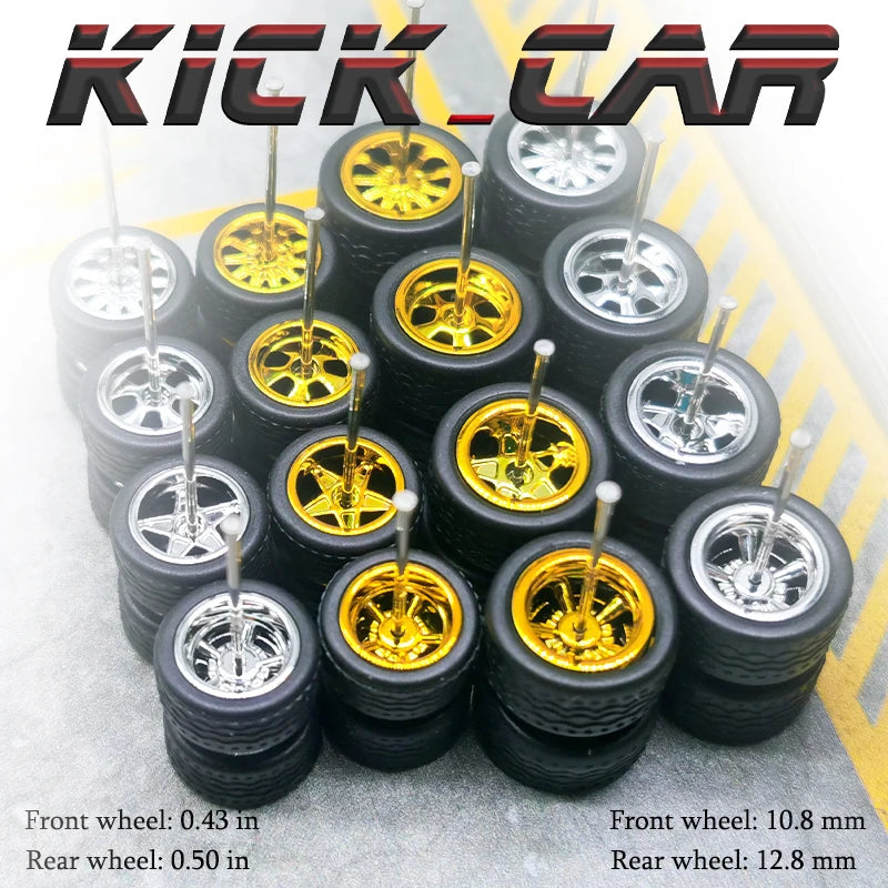 1/64 Model Car Wheels with Rubber Detachable Tires Ten Spokes