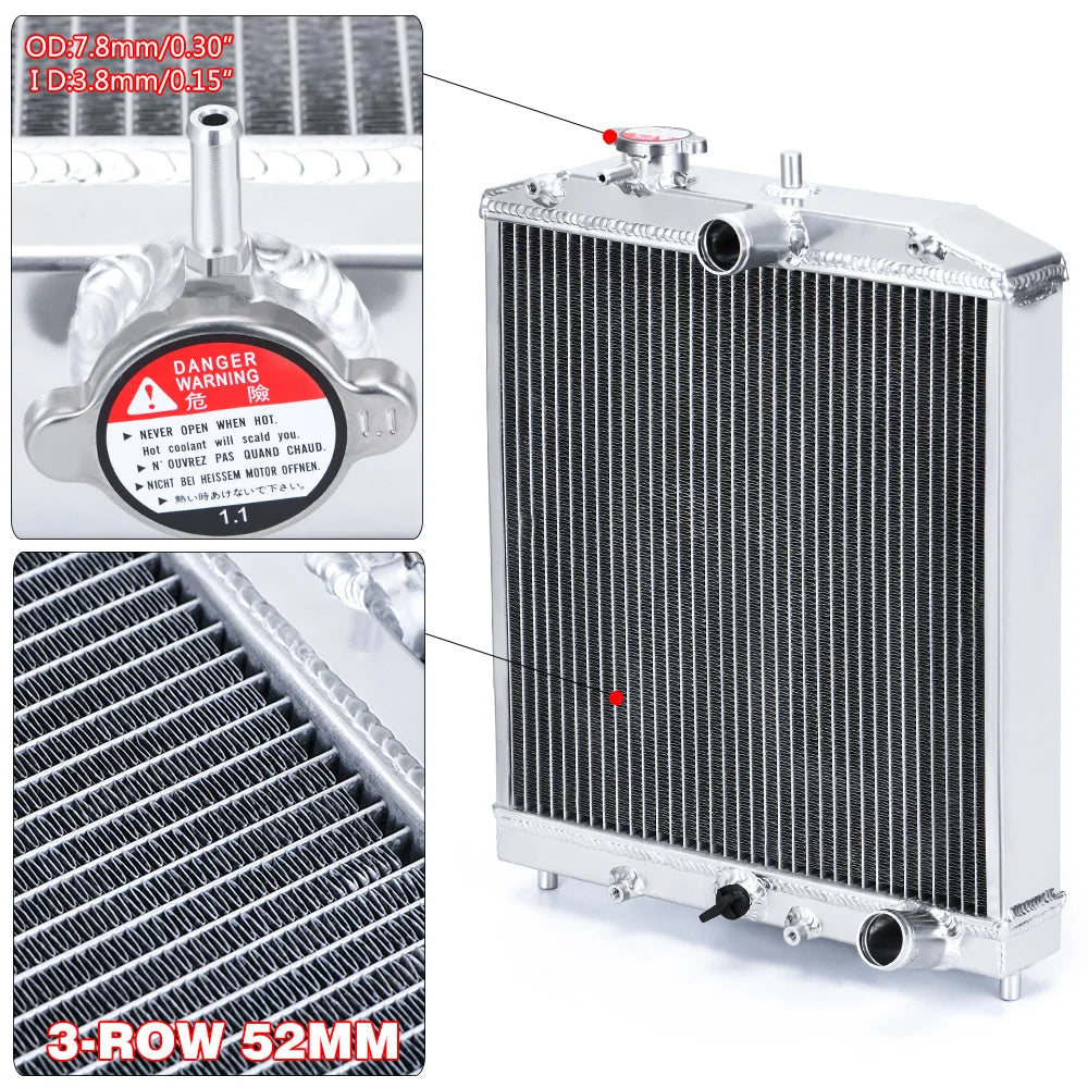 LIZHI RACING - 52MM/44MM 3 Row Full Aluminum Radiator For HONDA CIVIC