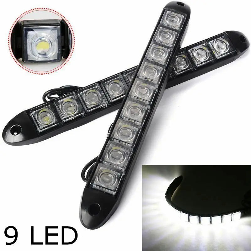 2pcs 9-LED White Light Daytime Running Lights Flexible DRL Fog Lamp