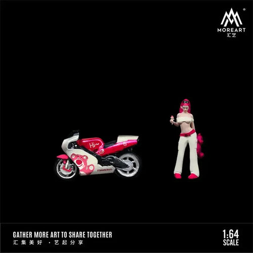 (Pre-order) MoreArt 1:64 Strawberry Bear Motorcycle Girl Figure