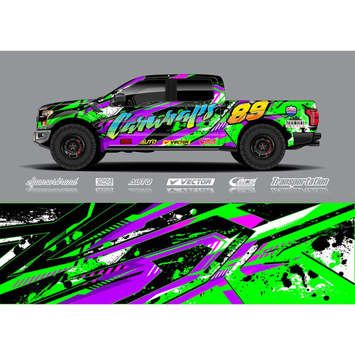 Yellow-green Gradient Full Body Racing RV Graphic Decals Vinyl Wrap