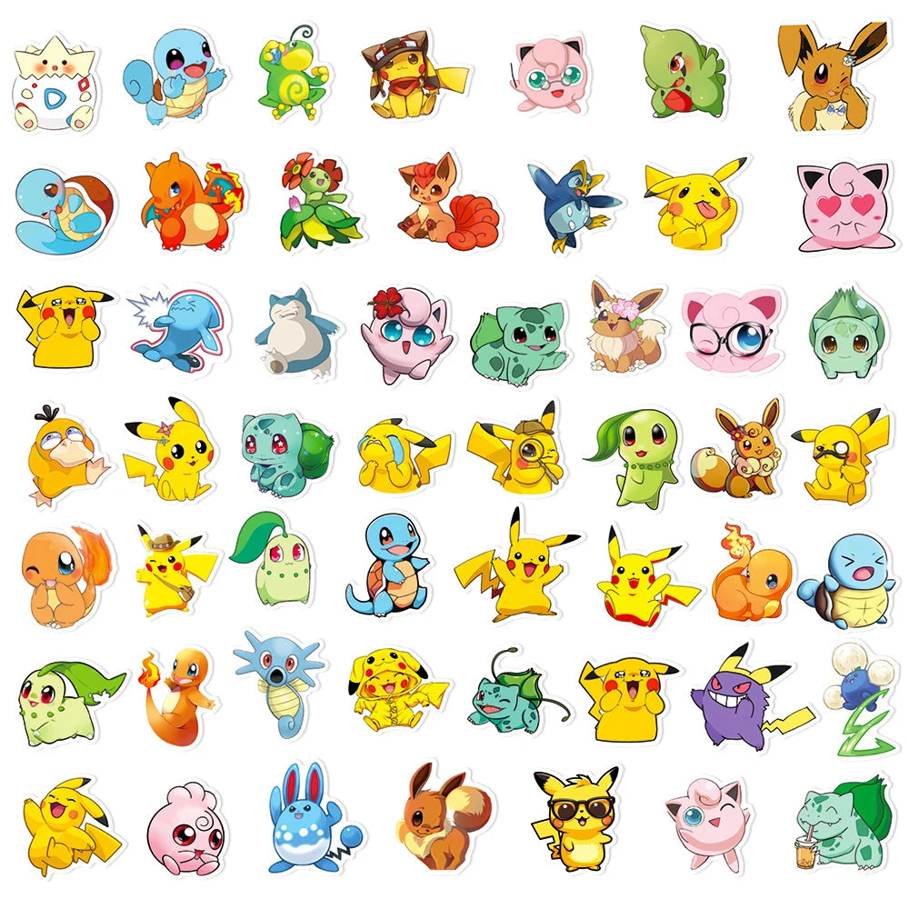 10/30/50pcs Kawaii Anime Pokemon Stickers Decals Fridge Phone Case