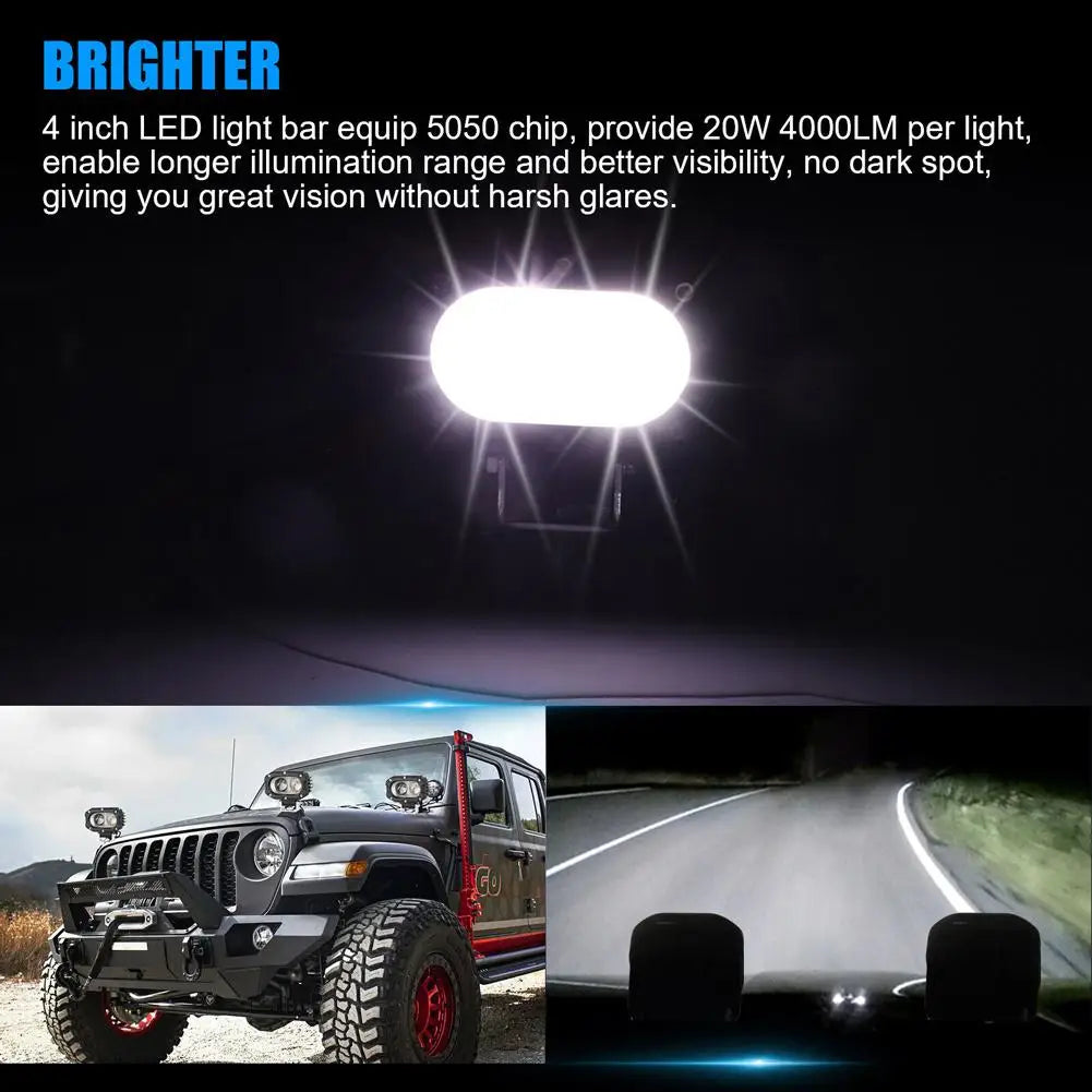 4 Inch Lens Car Led Work Light 2led Square Headlight Spotlight Driving