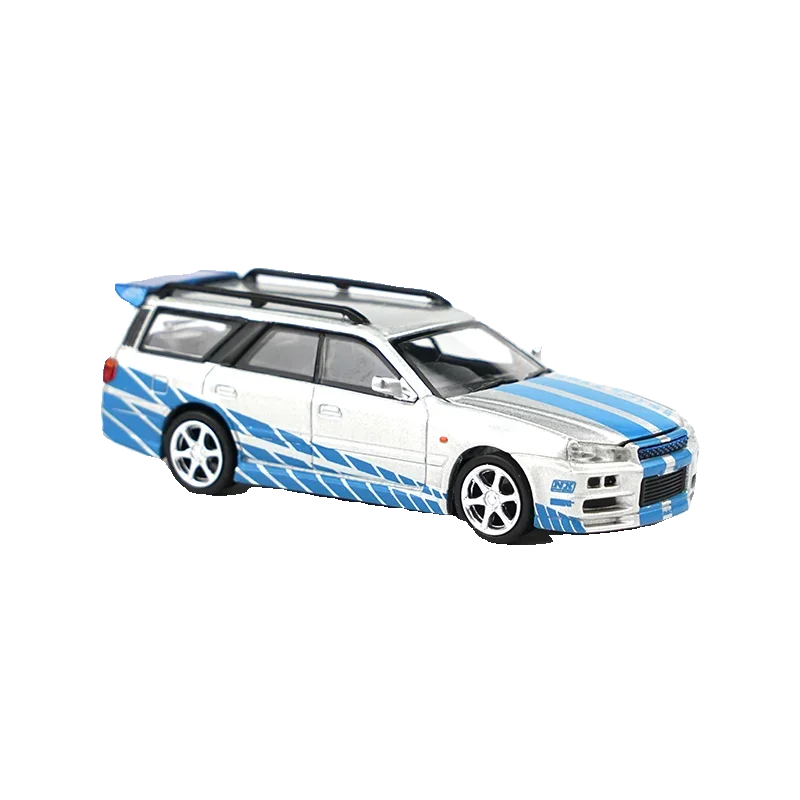 XCARTOYS POPRACE 1/64 Microalloy model Silver Stagea R34 Blue pattern