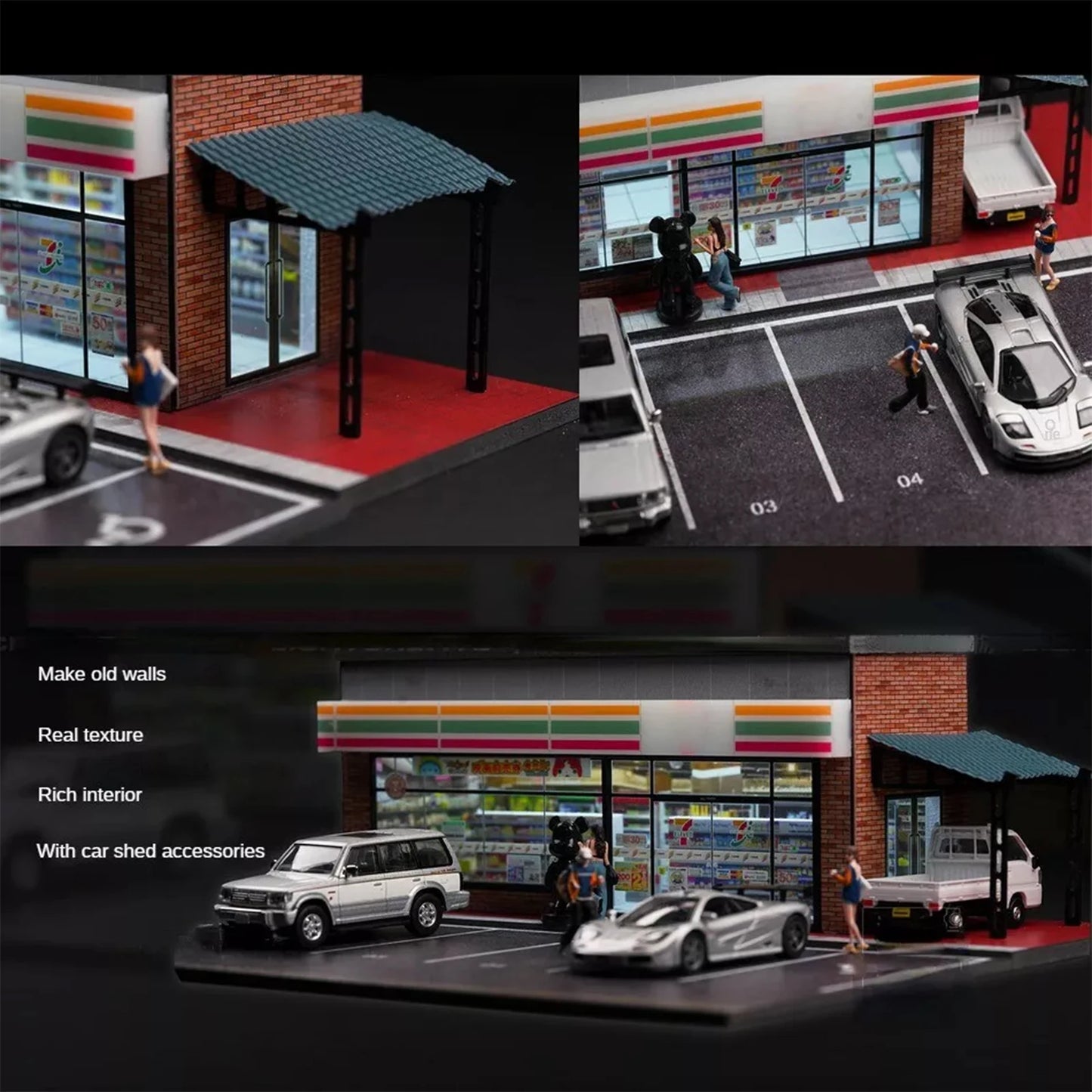 1/64 Miniatures Scale Diorama Car Garage Model City Convenience Store