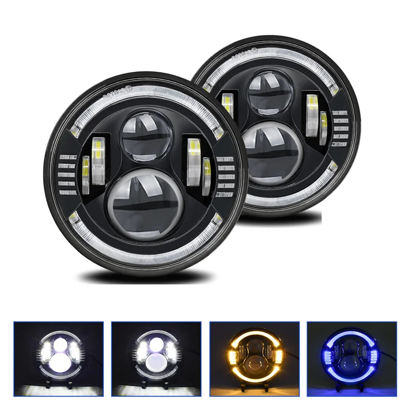 7inch Wrangler Jeep Work Round Blue Angel Eyes LED Light Led Headlight