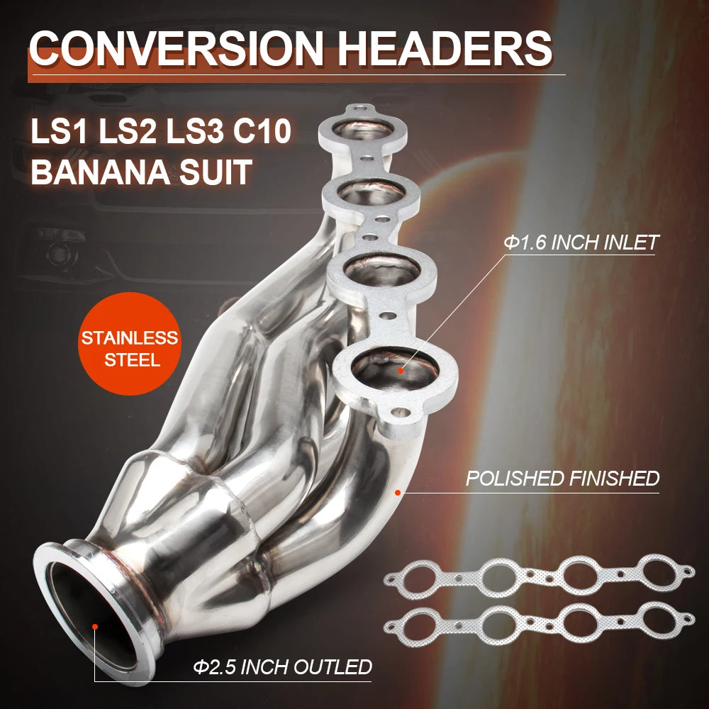 Stainless Stell Turbo Exhaust Conversion Swap Header Manifold Kit For