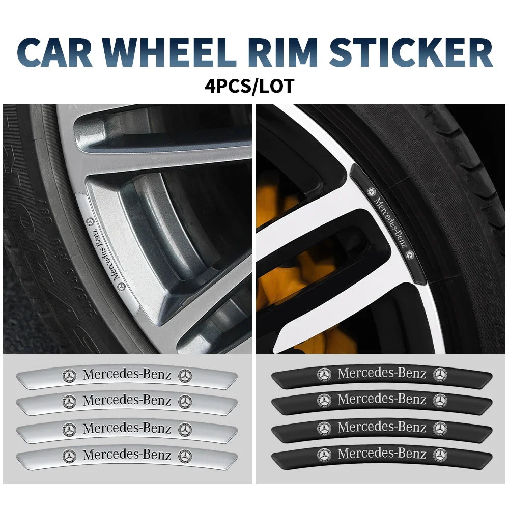 4Pcs Car Styling Wheel Rim Aluminum Logo Sticker For Mercedes benz A B