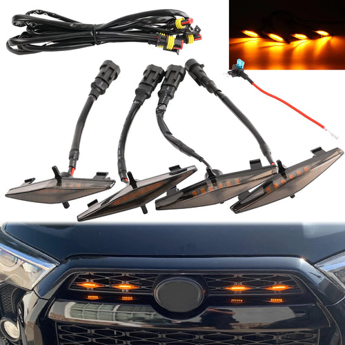 4x Front Grill Lights For 2014-2023 Toyota 4Runner TRD Pro Grille