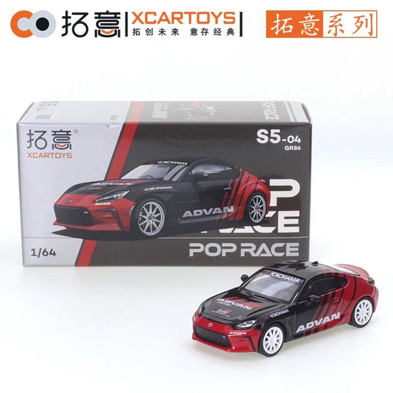 XCARTOYS POPRACE 1/64 Toyota GR86-ADVAN Cars Alloy Toys Motor Vehicle