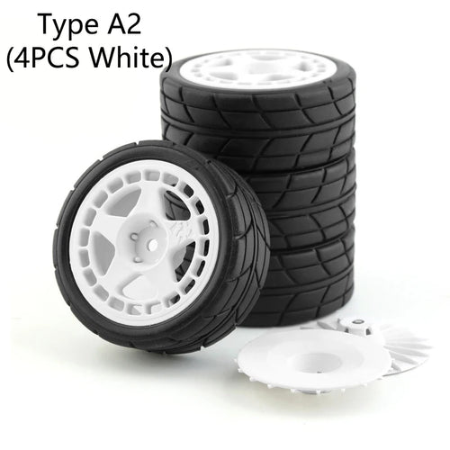 4Type RC Rally Car Plastic Wheel Rim Rubber Tires for 1/10 Model Car