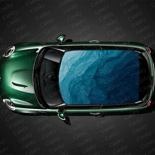 Abstract Green Smoke Car Roof Sticker Wrap Racing SUV Accessories