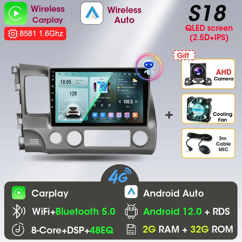 Srnubi 10" Android 12 Carplay Car Stereo Radio for Honda Civic 8 2005