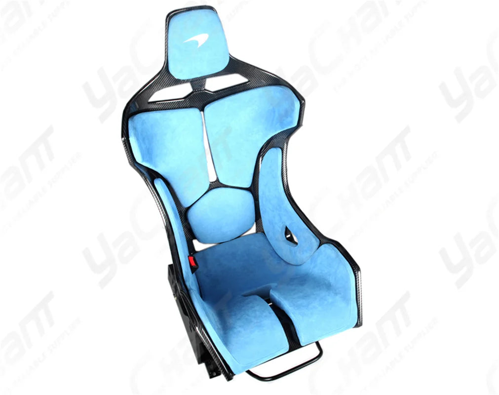 Universal Dry Carbon Racing Seat w/ Black Or Blue Cushion / Bracket /