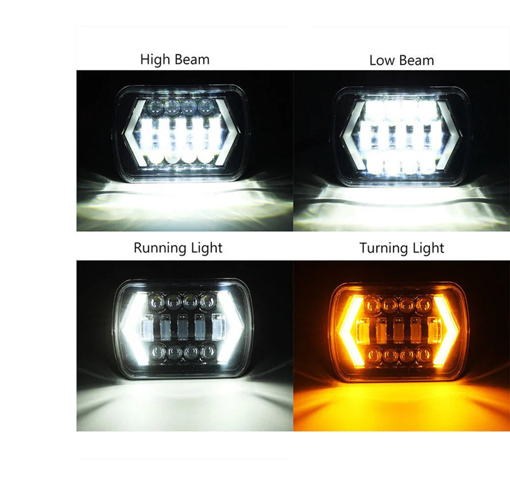 5X7 Inch Rectangular Sealed Beam LED Headlight With DRL for Jeep