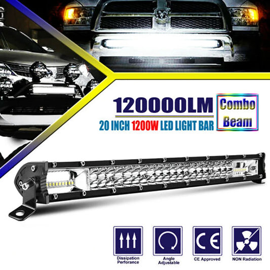 20 Inch 1200W Beam LED Light Bar Off-road Driving Lights Spot Flood