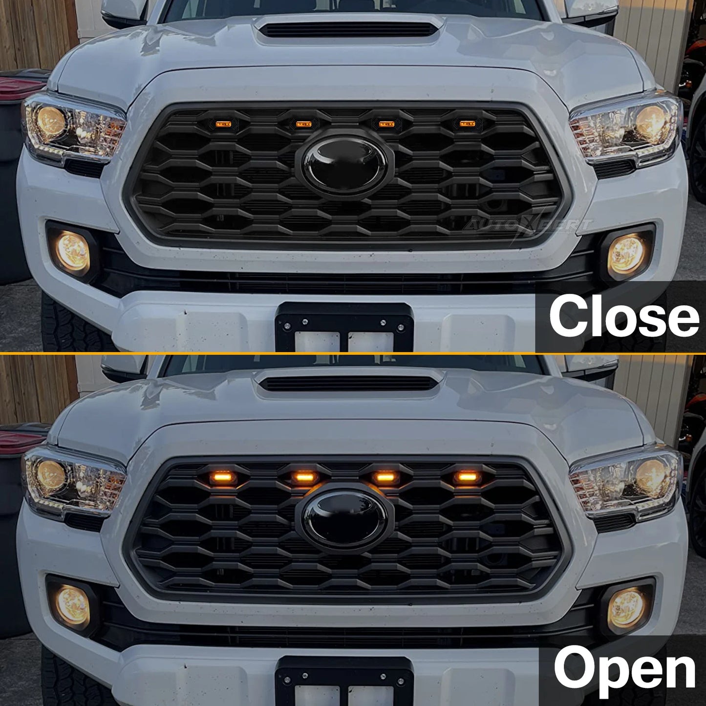 4Pcs Raptor-style Yellow Lens Amber 4 LED 12v Front Grille Light Kit