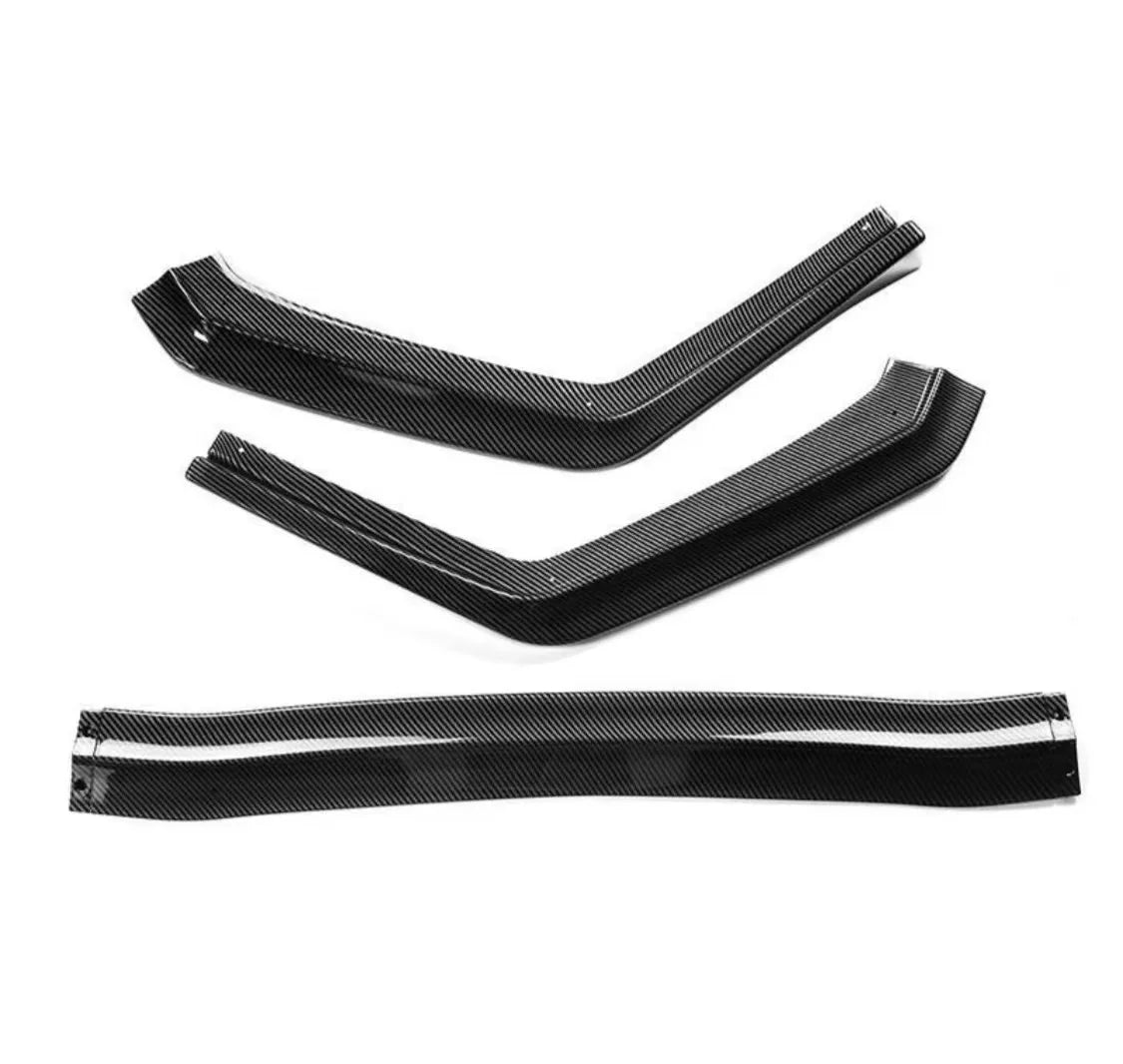 3Pcs Carbon Look Car Front Bumper Splitter Lip Chin Spoiler Diffuser