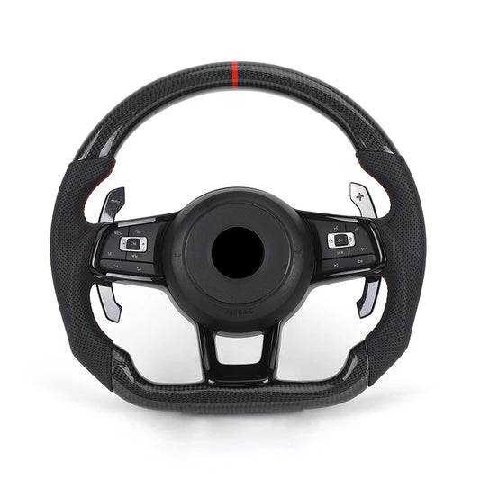 With Carbon Paddle Half Leather Carbon Fiber Steering Wheel for