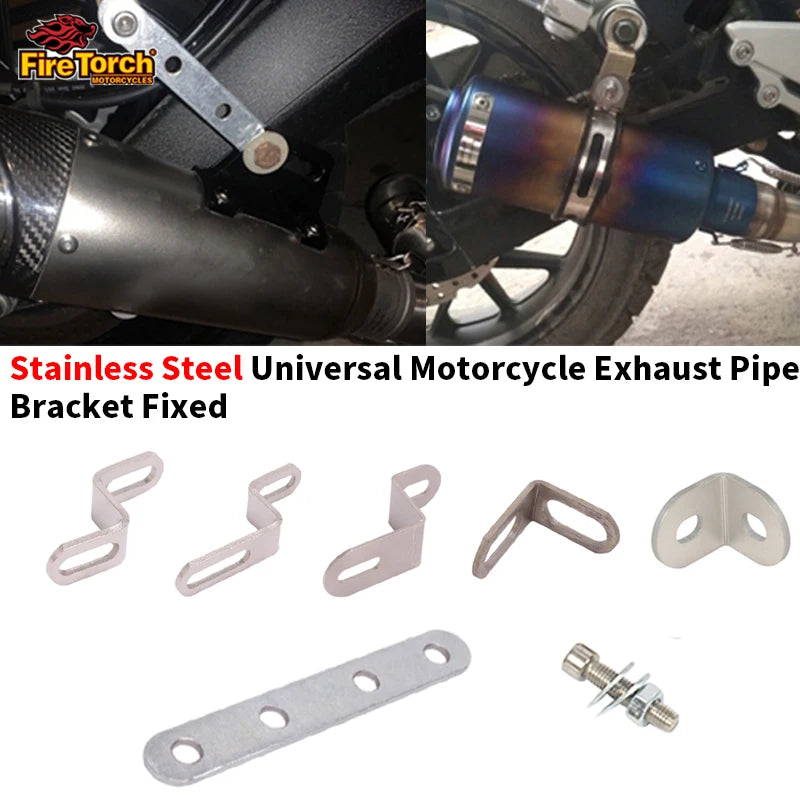 1Pcs Stainless Steel Universal Motorcycle Exhaust Pipe Bracket Fixed