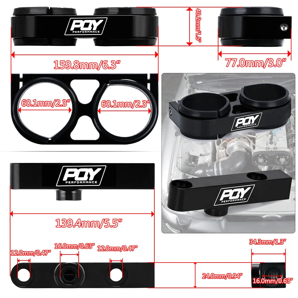 LIZHI RACING - One piece Double hole fuel pump bracket with PQY logo +