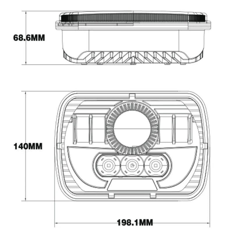 2X Auto 7x6 5x7 Inch 90W Square Truck LED Headlight Driving Lamps with