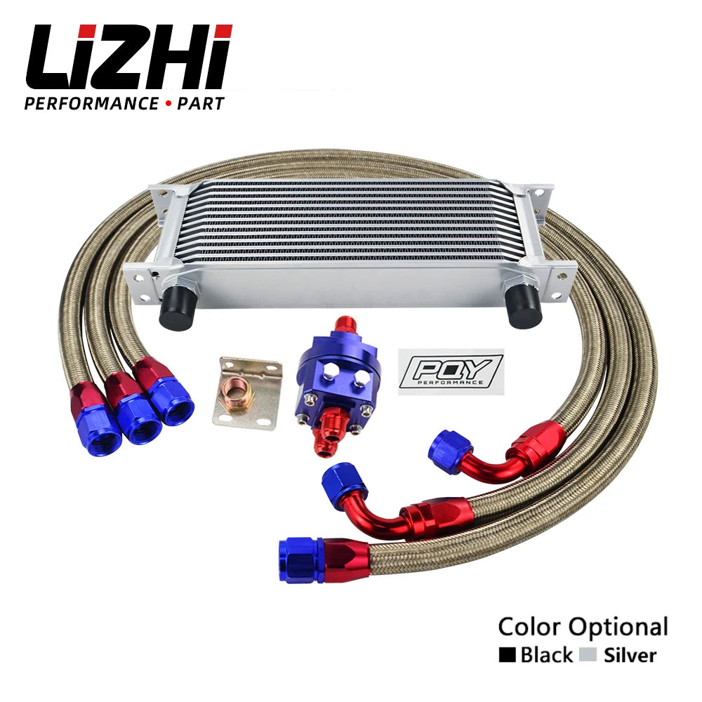 LIZHI Universal 13 Rows Oil Cooler Kit And Oil Filter Relocation Male