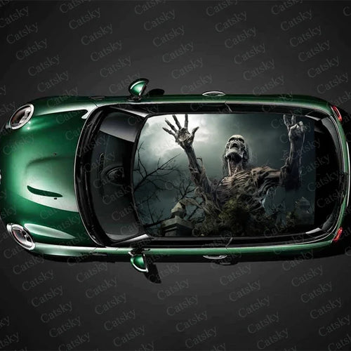 Scary Monster Design Car Roof Sticker Wrap Racing SUV Accessories