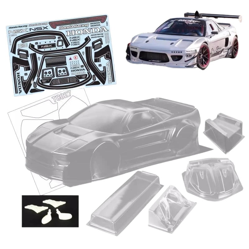 1/10 Honda NSX Clear Body W/Spoiler + Mirrors/Light Buckles, On Road