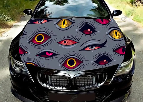 Scary Monster Eyes Car Hood Decal Stickers Wrap Vinyl Film Engine