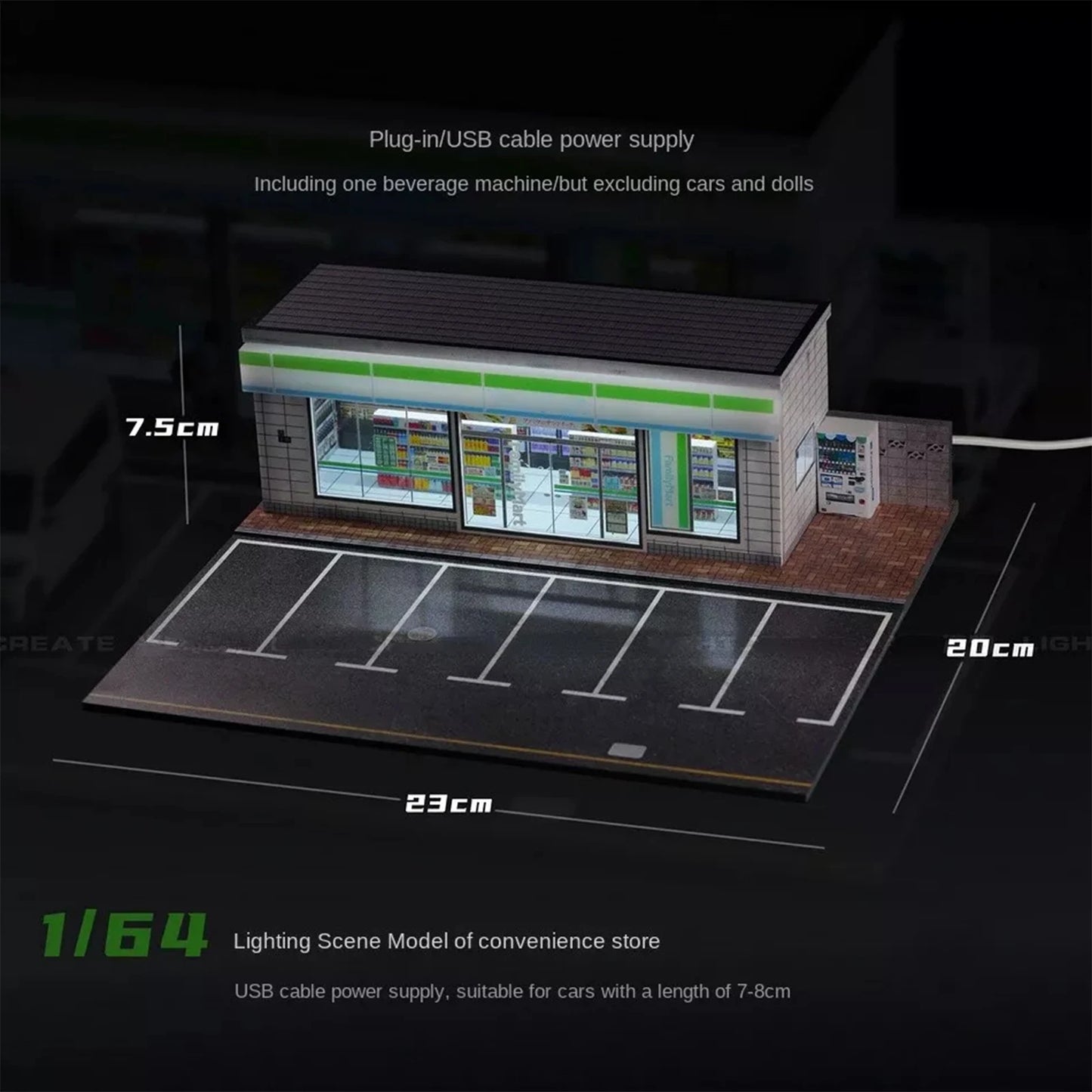 1/64 Miniatures Scale Diorama Car Garage Model City Convenience Store